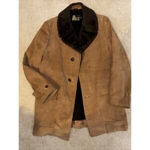 Vintage Sears Corduroy Tan/Black Coat Sherpa/Faux Fur Lining Mens 40 Reg